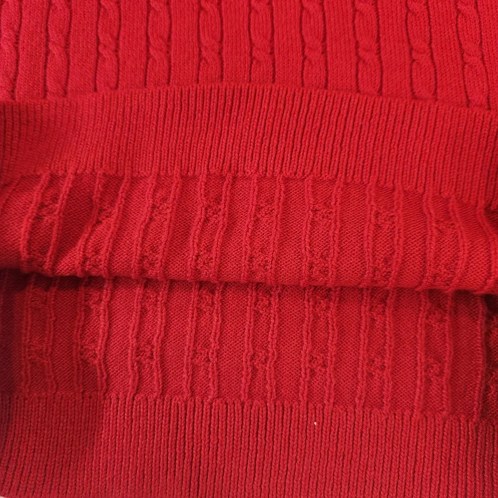 Talbots Women's Vibrant Red Cable Knit Sweater Size L Petite Classic Preppy Chic